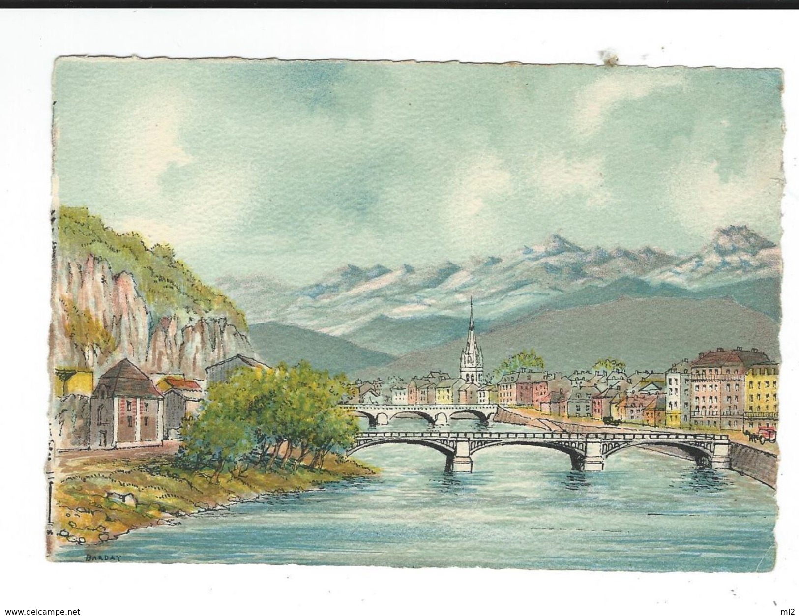 Illustrateur Barre 38 Grenoble Vue Générale Sur Isère Et Alpes 2129D Neuve - Grenoble