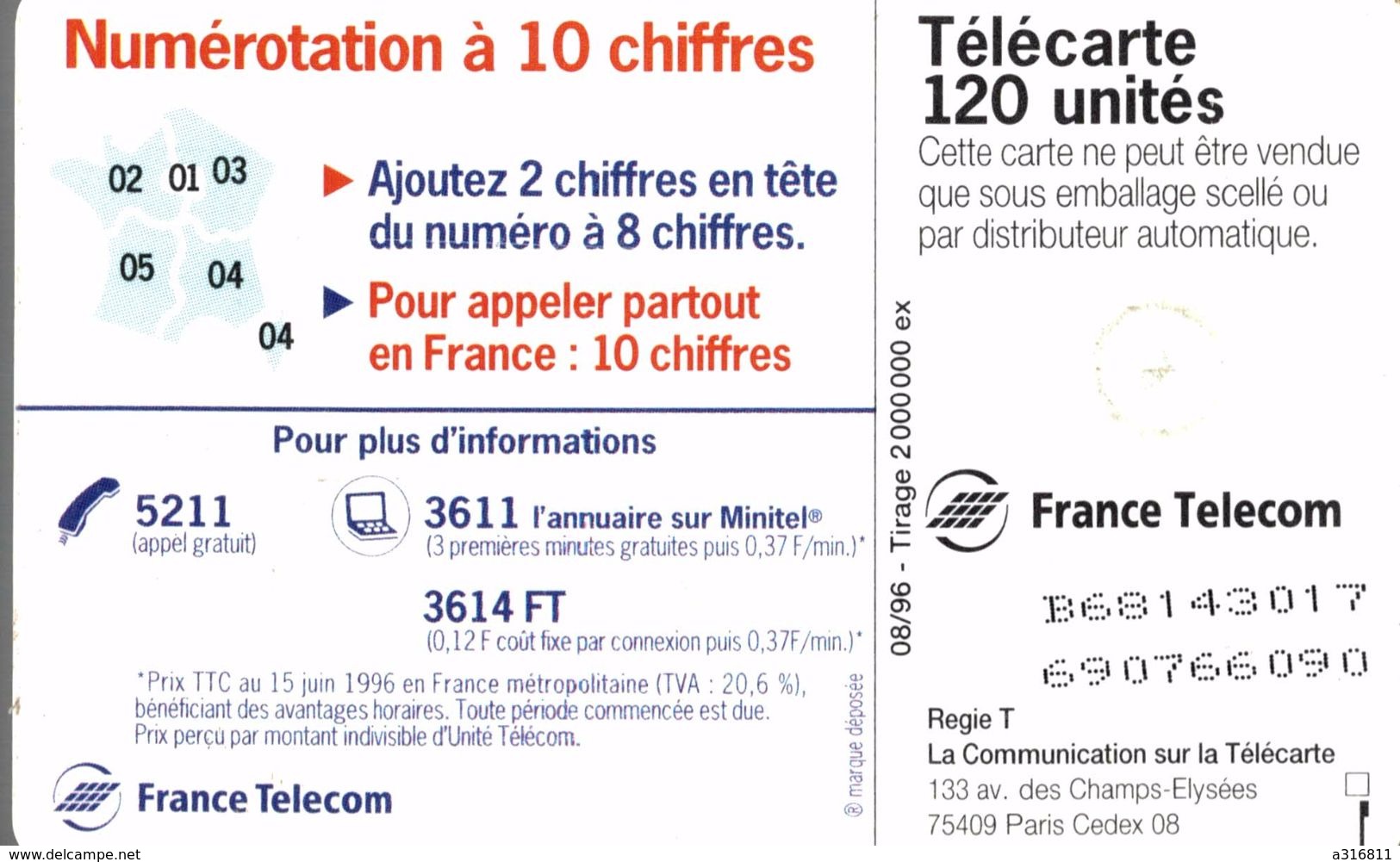 NUMEROTATION A 10 CHIFFRES - 120 Unidades