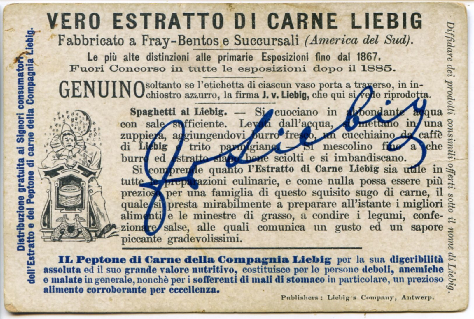 628> Figurina LIEBIG Serie: Serenate Di Carnevale = A La Luna = Capitan Fracassa Arlecchino Pulcinella Pierrot Anno 1898 - Liebig