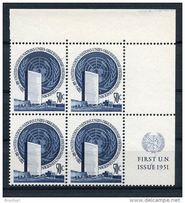 United Nations New York, 1951, 50 C Definitive, UR MI4, First Printing, MNH, Gaines 10.1(a), Michel 10 - Other & Unclassified