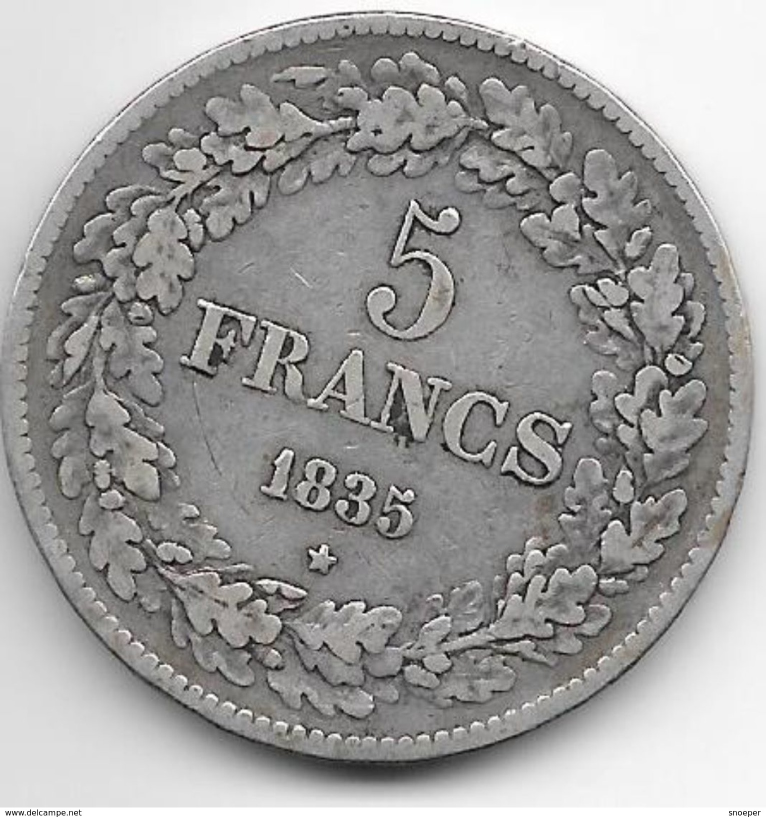 * Leopold I   5 Francs 1835 Pos A   Fr+ - 5 Frank