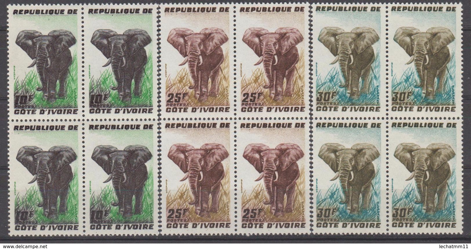 1959 - Y&T 204 à 206 En Blocs De 4 - Côte D'Ivoire (1960-...)