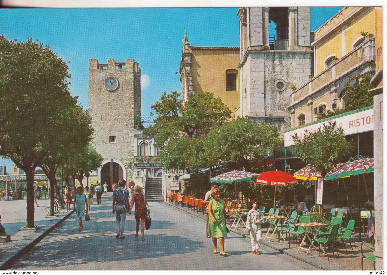 165-Taormina-Messina-Sicilia-Piazza S.Agostino E Torre Dell' Orologio-Animata-Nuova-Nouveau-New - Mazara Del Vallo