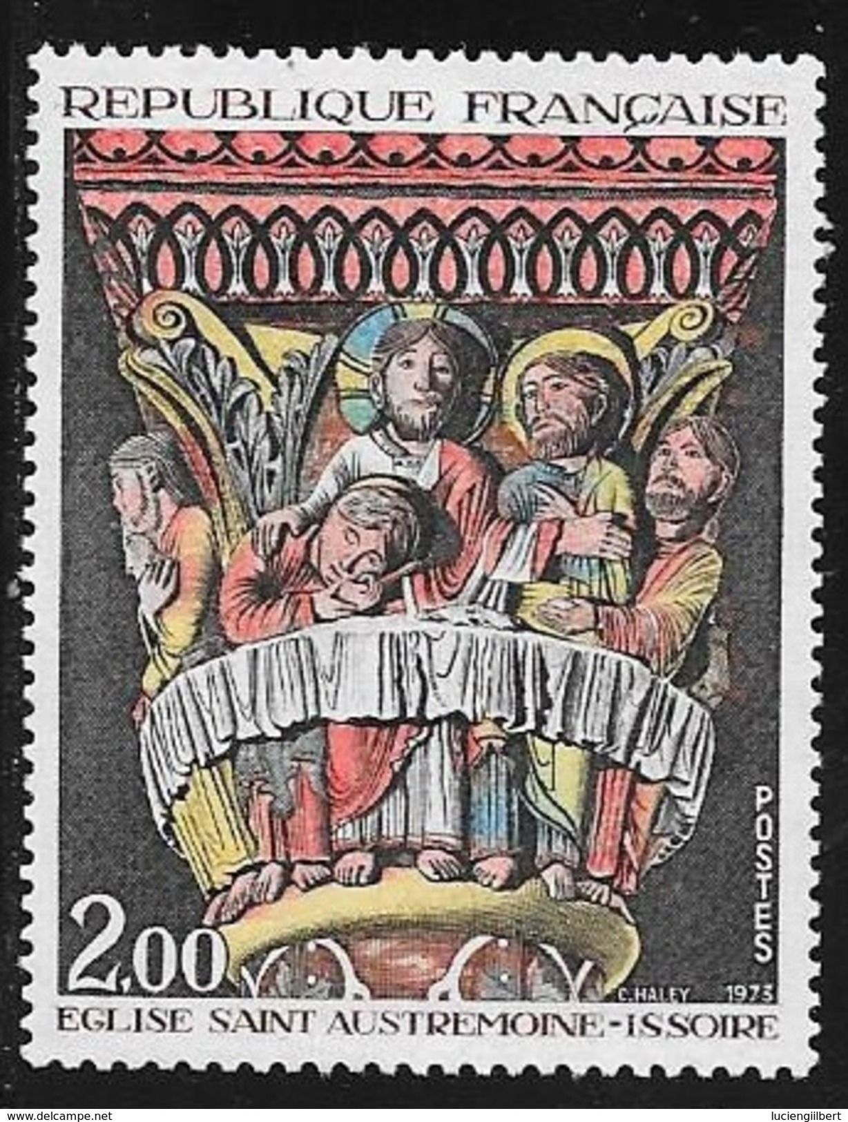 N° 1741   FRANCE  -  NEUF  -  TABLEAU CHAPITEAU DE LA CENE DE L'EGLISE D'ISSOIRE  -  1973 - Nuovi