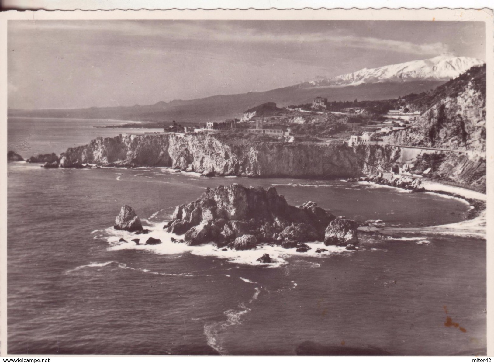 194-Taormina-Messina-Sicilia-Isola Bella E Capo Taormina Con L' Etna-Fotografica-B/N-Nuova-Nouveau-New - Mazara Del Vallo
