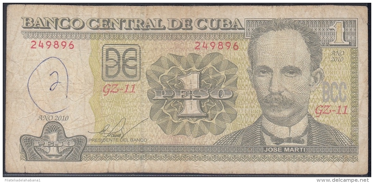 2010-BK-135 CUBA 2010 1$ JOSE MARTI. REEMPLAZO REPLACEMENT USED. SERIE GZ. - Cuba