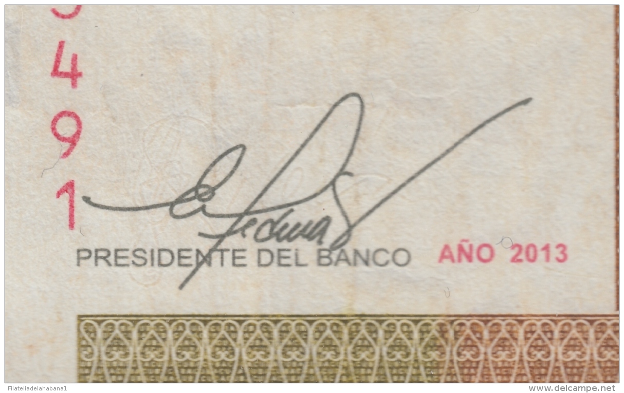 2013-BK-44 CUBA 2013 1 Cuc REEMPLAZO REPLACEMENT USED SERIE AZ. DOBLE FIRMA ERROR - Cuba