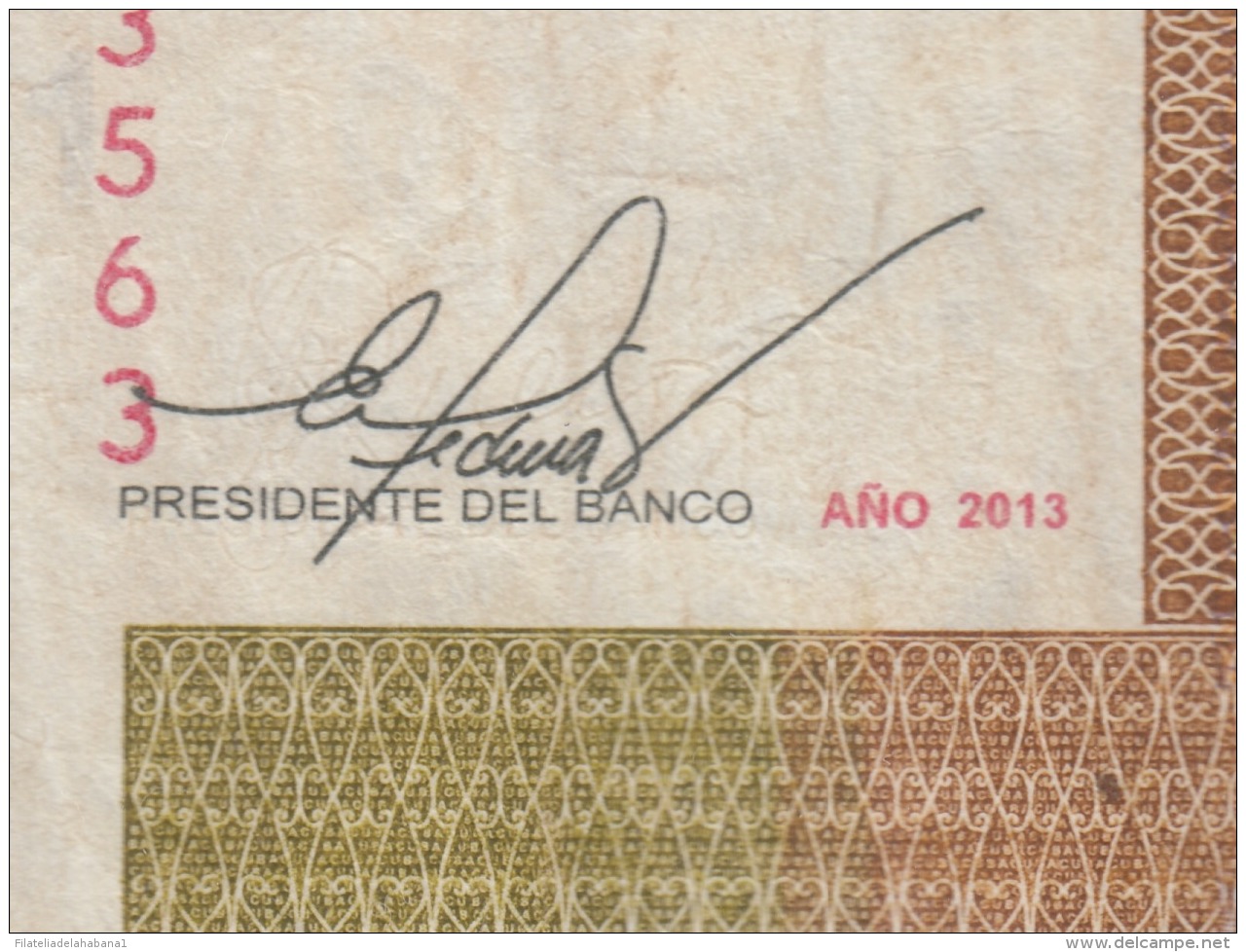 2013-BK-45 CUBA 2013 1 Cuc REEMPLAZO REPLACEMENT USED SERIE AZ. DOBLE FIRMA ERROR - Cuba