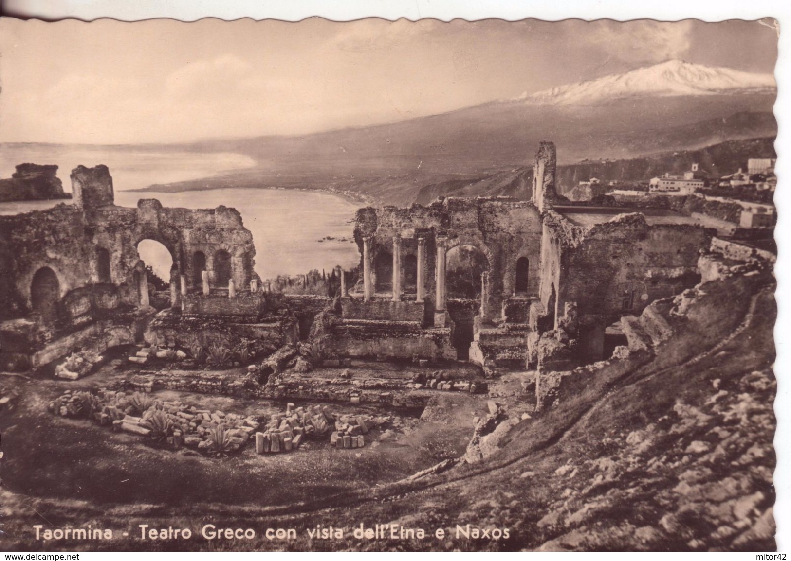 198-Taormina-Messina-Sicilia-Teatro Greco Con Vista Dell' Etna E Naxos-Fotografica-Nuova-Nouveau-New - Mazara Del Vallo