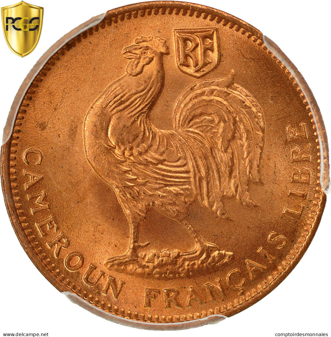 Monnaie, Cameroun, 50 Centimes, 1943, Pretoria, PCGS, MS65+RD, FDC, Bronze - Cameroon