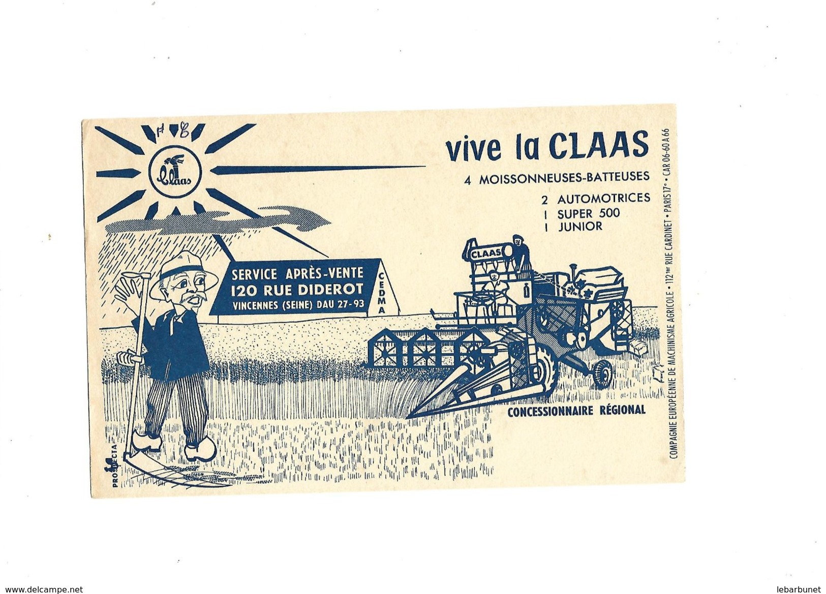 Buvard  Moissonneuses-Batteuses   Vive La Claas - Agriculture