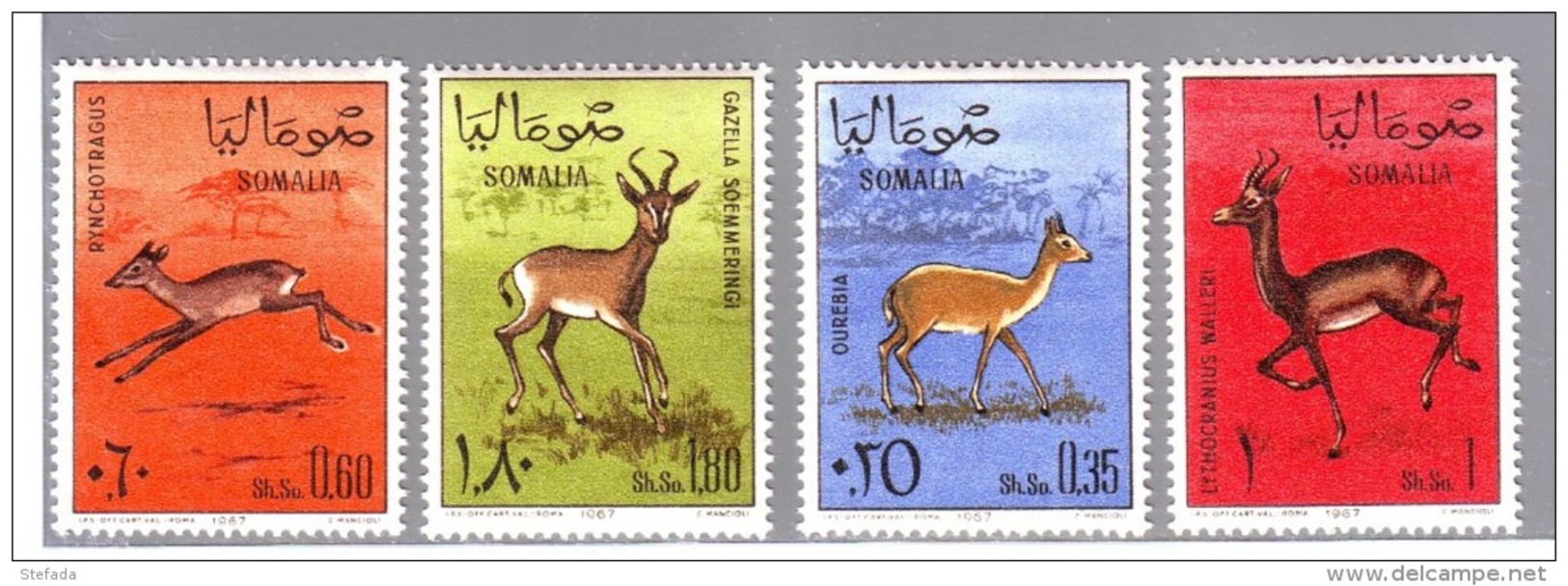 SOMALIA REPUBBLICA SOMALIEN SOMALY  1967  Gazzelle  4 Valori Serie Compl. MNH** - Somalie (1960-...)