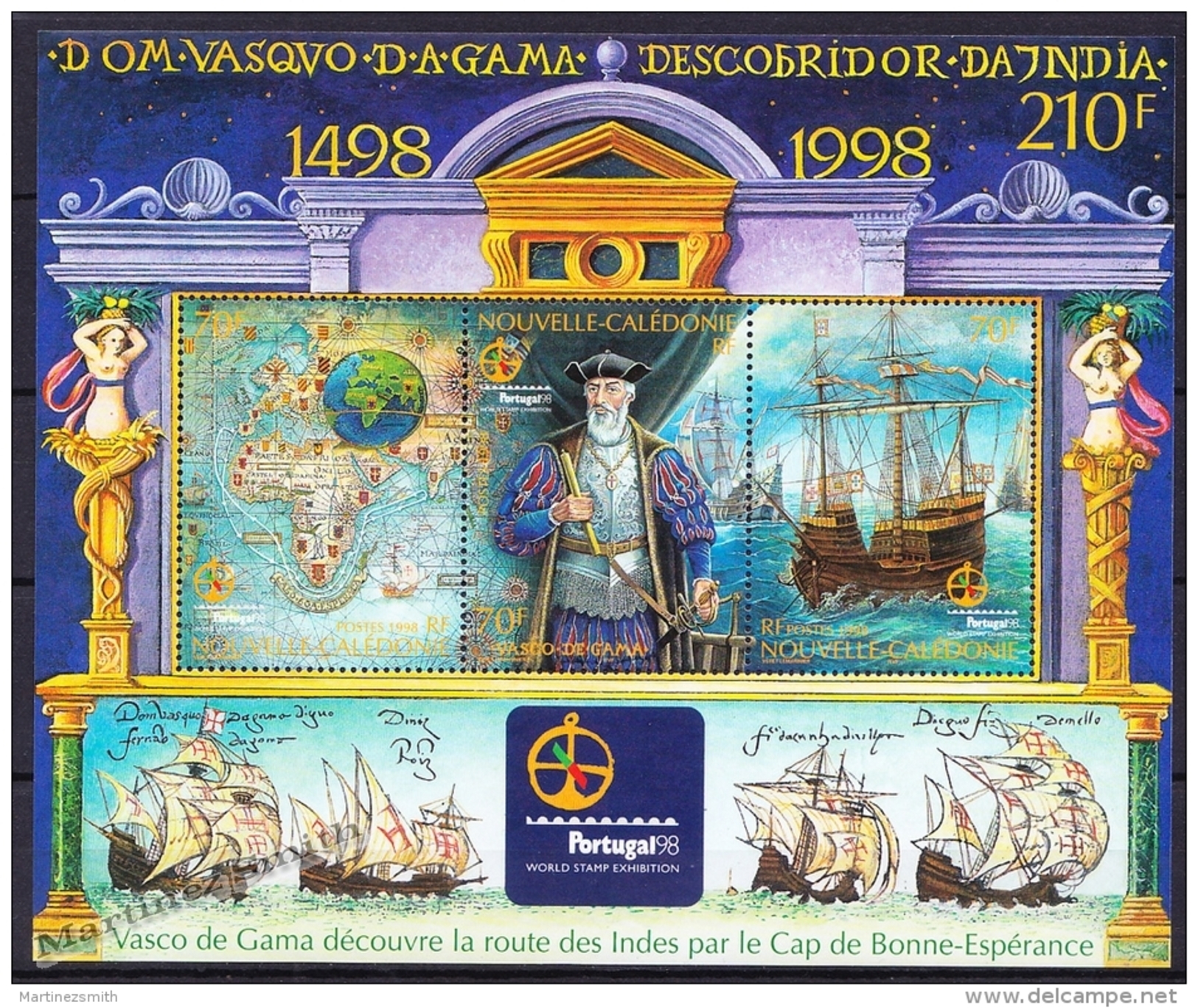 New Caledonia - Nouvelle Calédonie 1997 Yvert BF-20 Portugal '98, 500th Ann. Indies Route Vasco De Gama - MNH - Blocchi & Foglietti