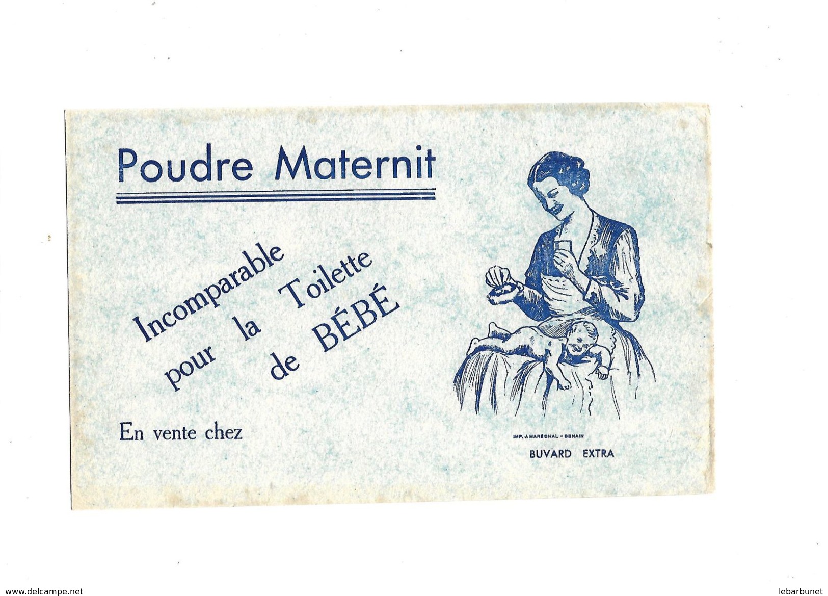 Buvard   Poudre Maternit Incomparable Pour La Toilette De Bébé  Fond Bleu - Enfants