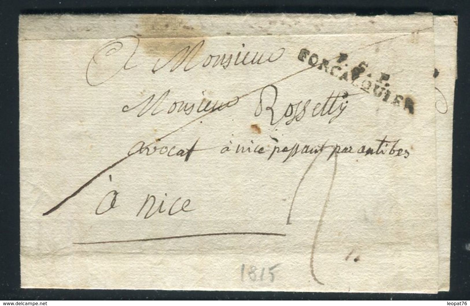 France - Lettre Avec Texte Pour Nice En 1815 , MP " P.5.P.  Forcalquier "- Ref N 51 - 1701-1800: Vorläufer XVIII