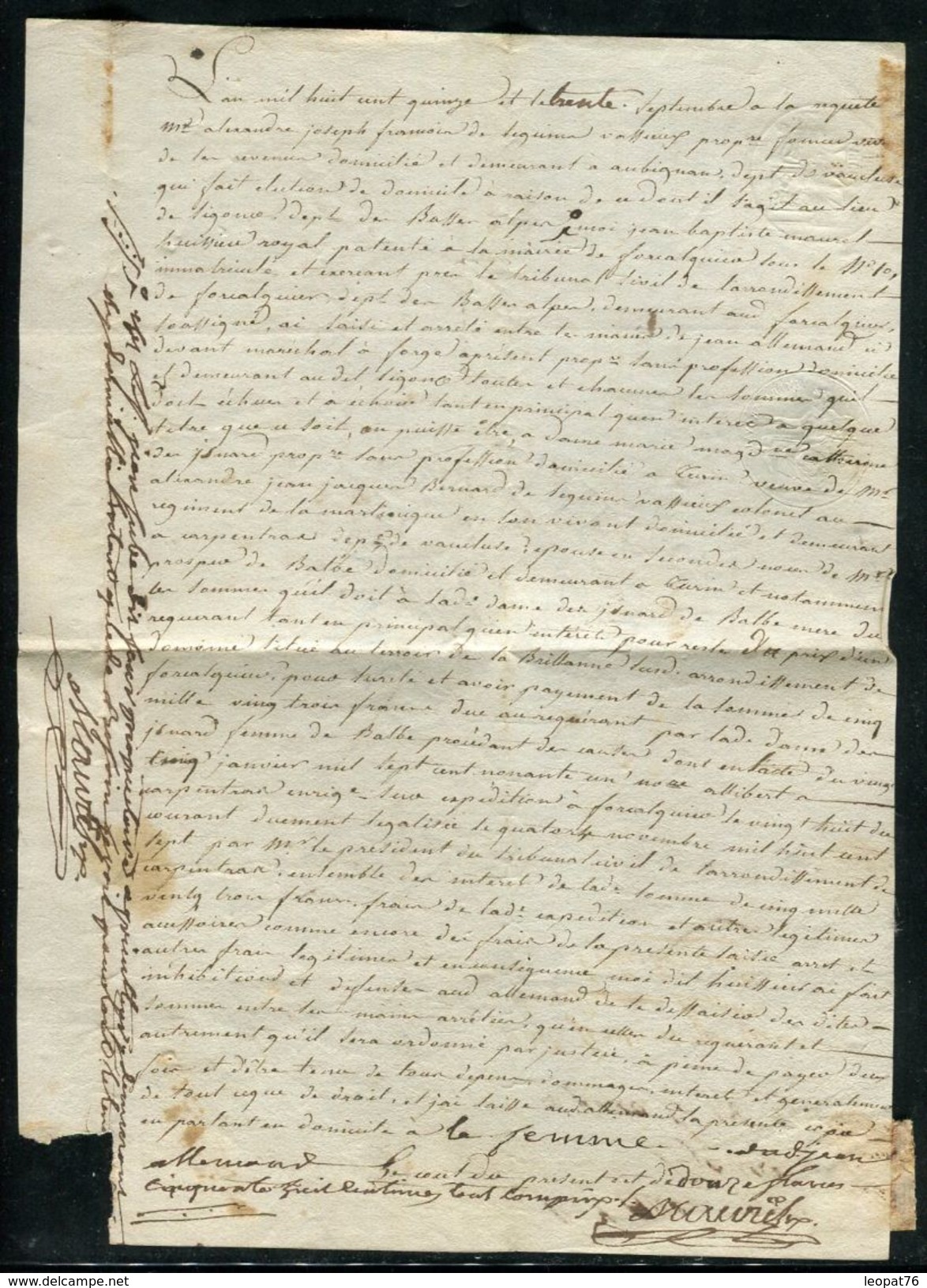France - Lettre Avec Texte Pour Nice En 1815 , MP " P.5.P.  Forcalquier "- Ref N 51 - 1701-1800: Vorläufer XVIII