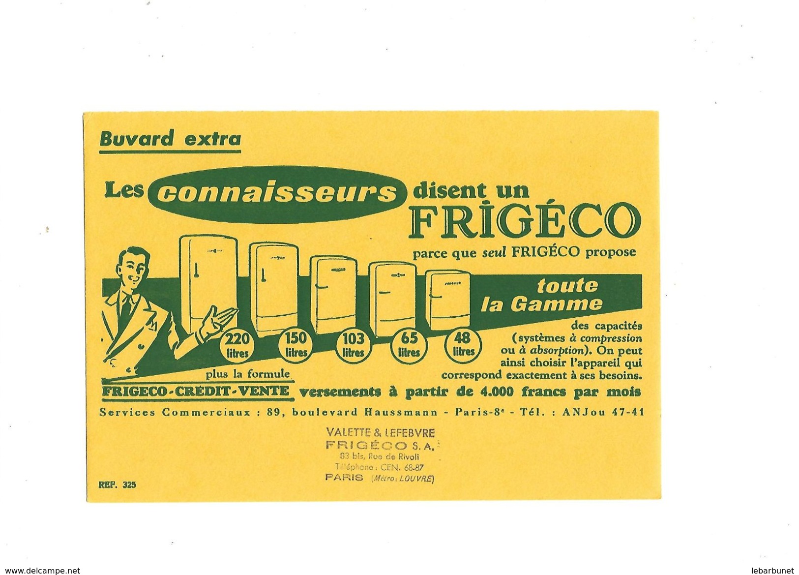 Buvard  Frigéco  Les Connaisseurs Disent Frigéco - F