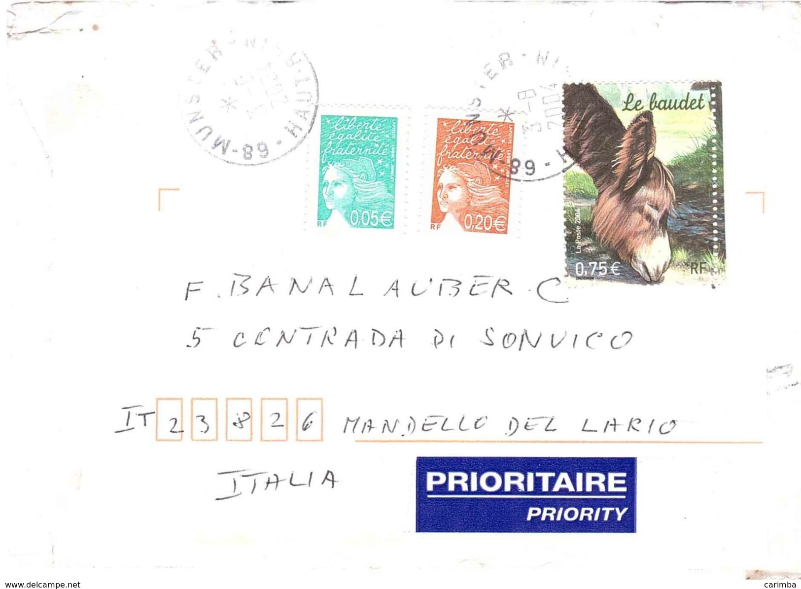 LETTERA X ITALIA CON € 0.75 LE BAUDET - Burros Y Asnos