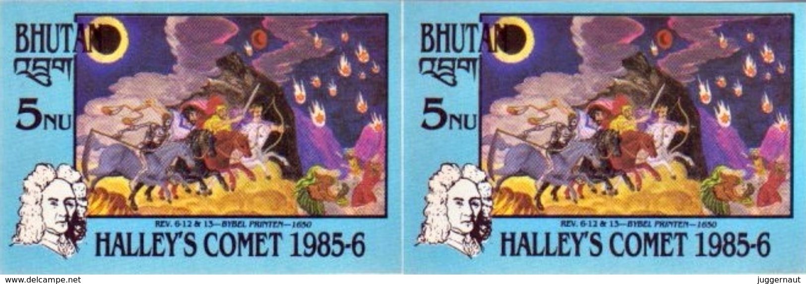 HALLEY'S COMET 5Nu MINT STAMP IMPERF PAIR BHUTAN 1986 MINT/MNH - Asie