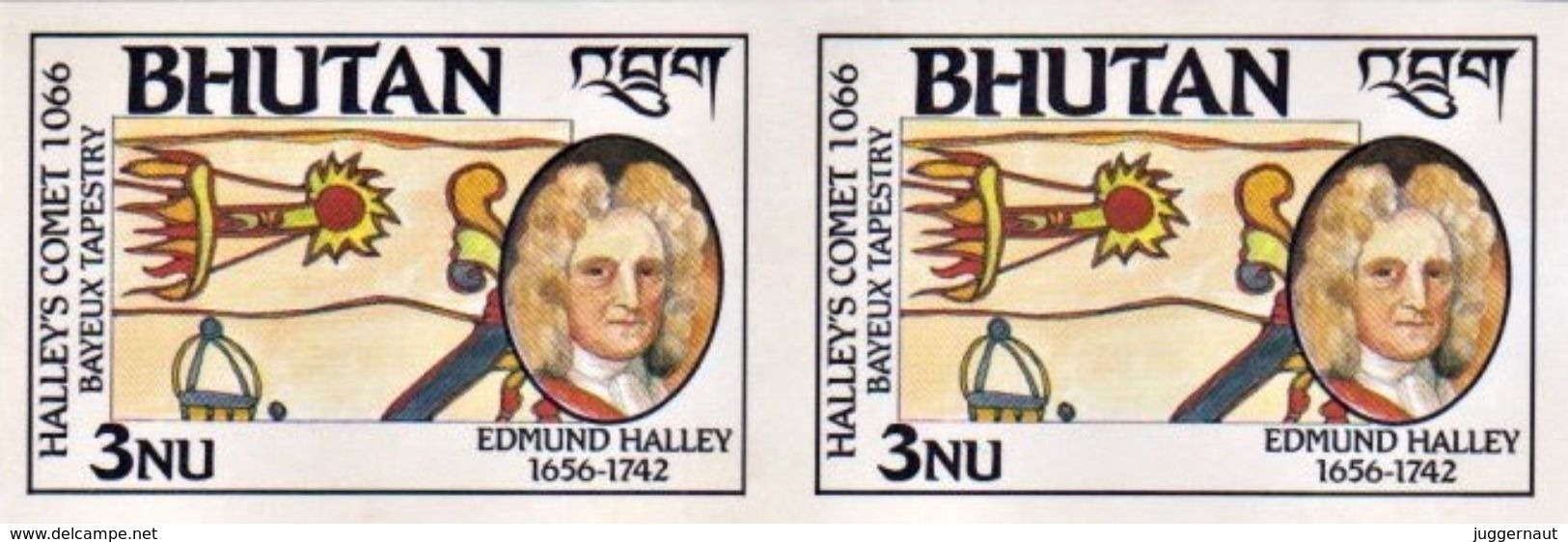 HALLEY'S COMET 3Nu MINT STAMP IMPERF PAIR BHUTAN 1986 MINT/MNH - Asie