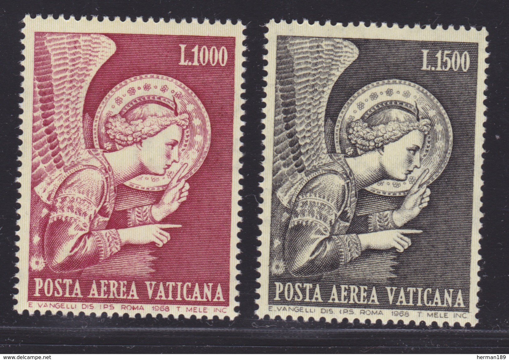 VATICAN AERIENS N°   53 & 54 ** MNH Neufs Sans Charnière, TB (D1750) Ange - 1968 - Airmail