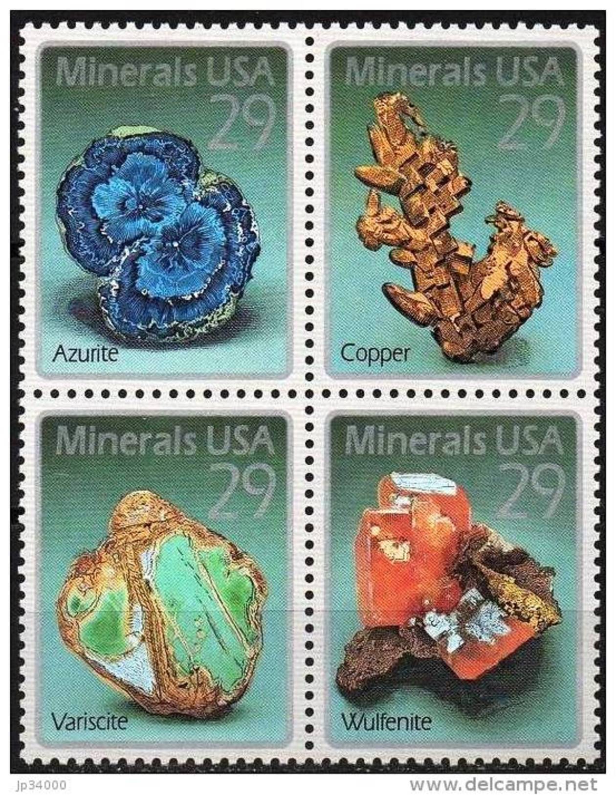 ETATS UNIS Mineraux, Yvert N° 2111/14. MNH, Neuf Sans Charniere, ** - Minéraux