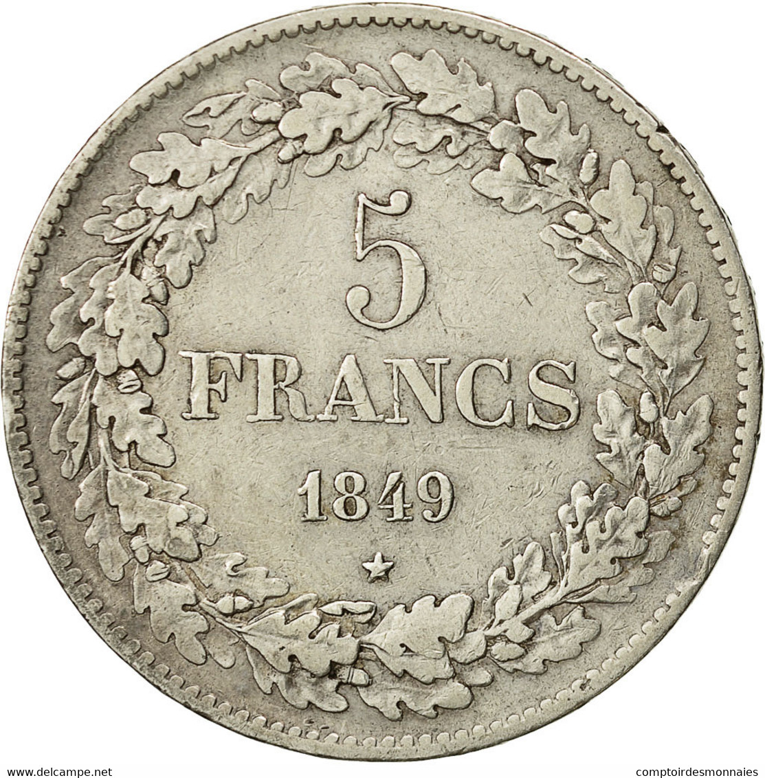 Monnaie, Belgique, Leopold I, 5 Francs, 5 Frank, 1849, TTB, Argent, KM:3.2 - 5 Francs