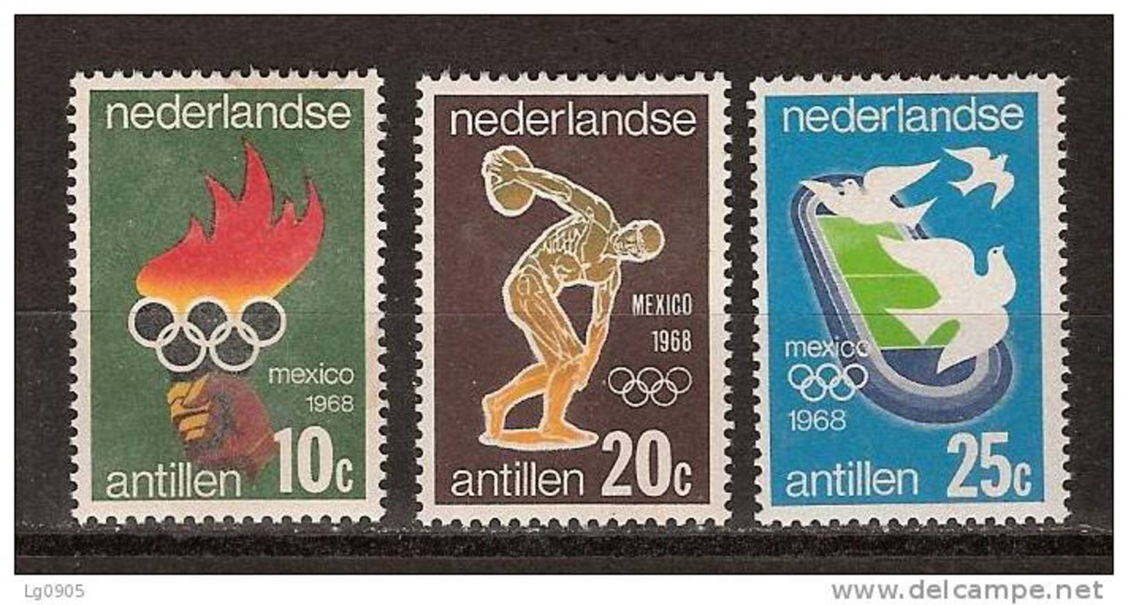 Nederlandse Antillen 393-395 MNH ; Olympiade Zegels, Olympic Games, Les Jeues Olympiques, Los Juegos Olimpicos - Zomer 1968: Mexico-City