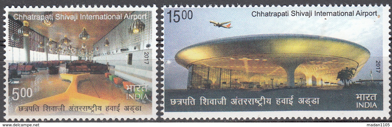 INDIA, 2017,  CHHATRAPATI SHIVAJI International Airport,  Aircraft,, Set 2v, Complete,  MNH(**) - Neufs