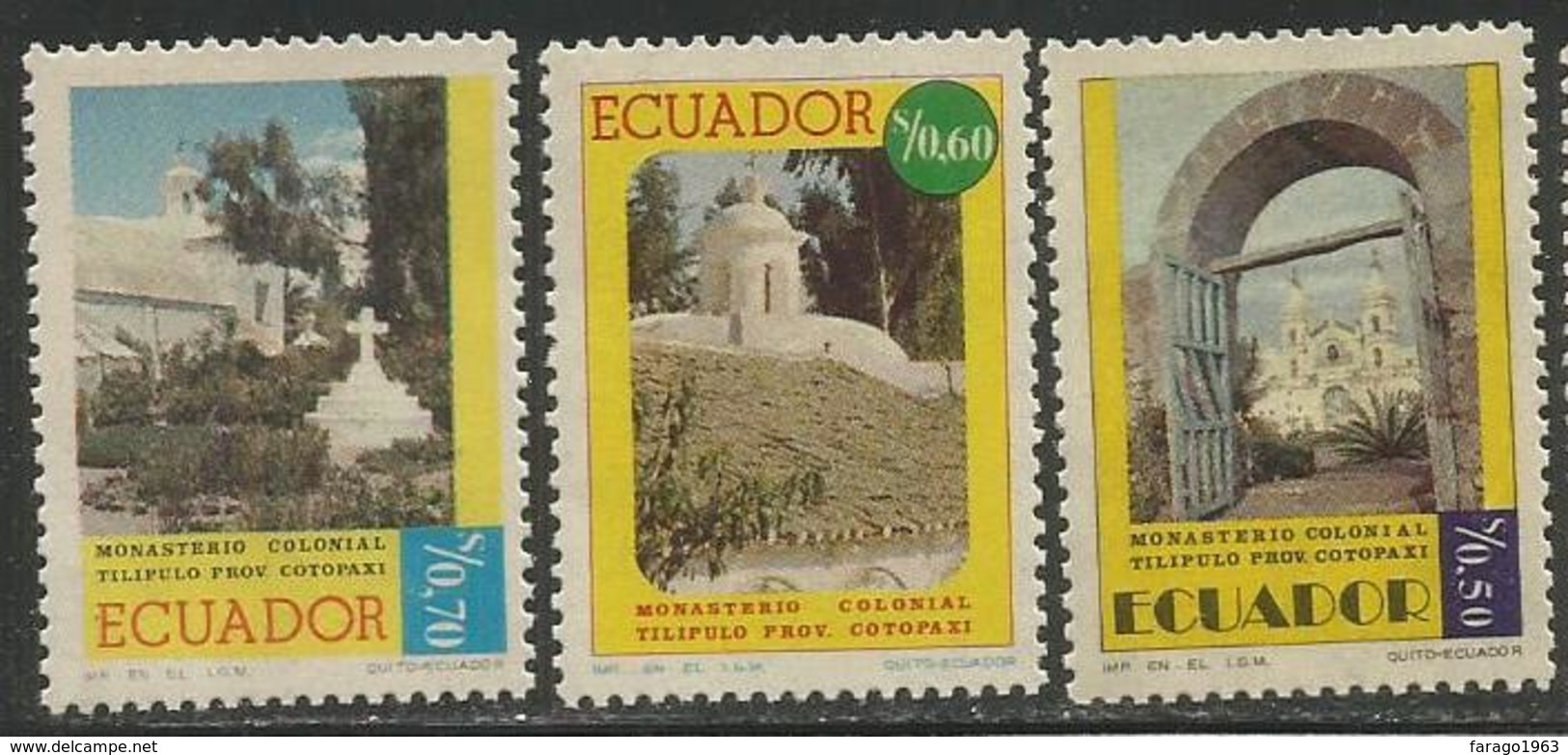 1975 Ecuador Monastery Architecture Religion Church Complete Set Of 6  MNH Scott 896-901 - Ecuador