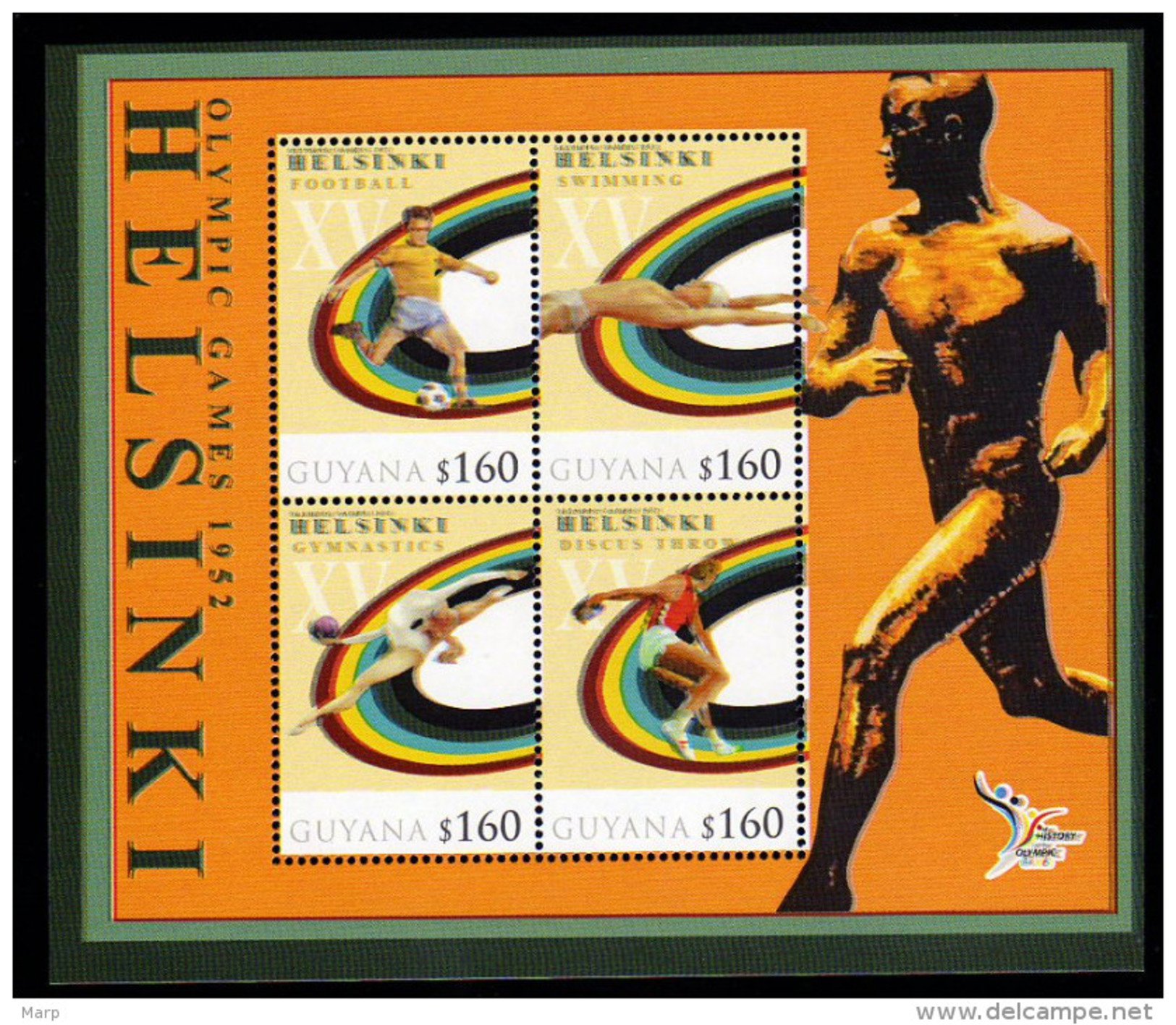 Guyana S/Sheet Mnh History Olympic Games Helsinki 1952 With Football/Discus Throw And Others. - Other & Unclassified