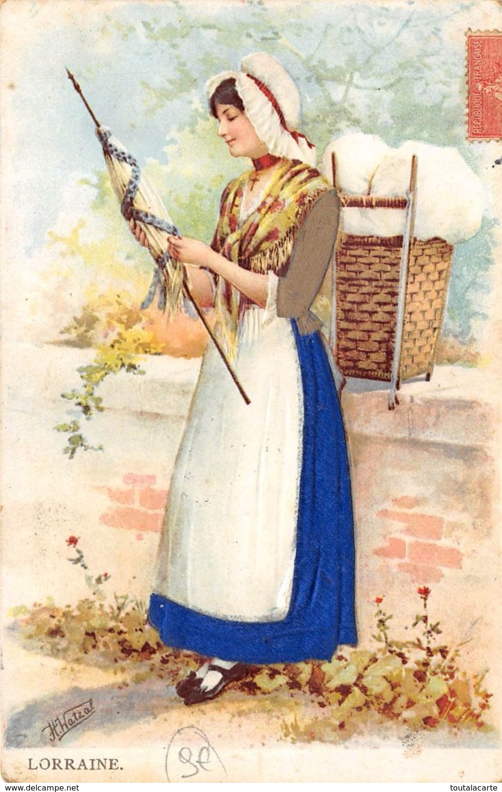CPA LORRAINE 1906 En Relief Avec Tissus Bleu - Lorraine