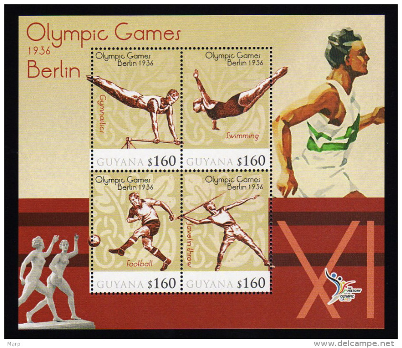 Guyana  S/Sheet Mnh Olympic Games Berlin 1936 With Football/Swimming And Others - Summer 1936: Berlin