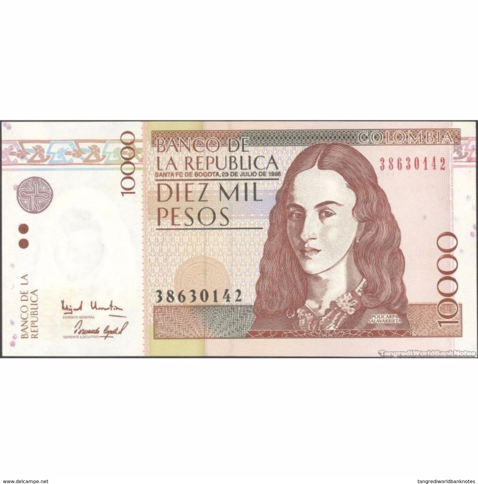 TWN - COLOMBIA 443a5 - 10000 10.000 Pesos Oro 23.7.1998 UNC - Colombia