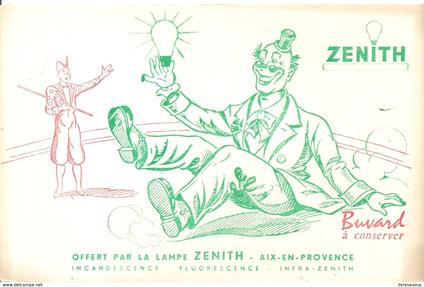 Buvard ZENITH Buvard Offert Par La Lampe ZENITH à AIX EN PROVENCE Un Clown - Electricité & Gaz