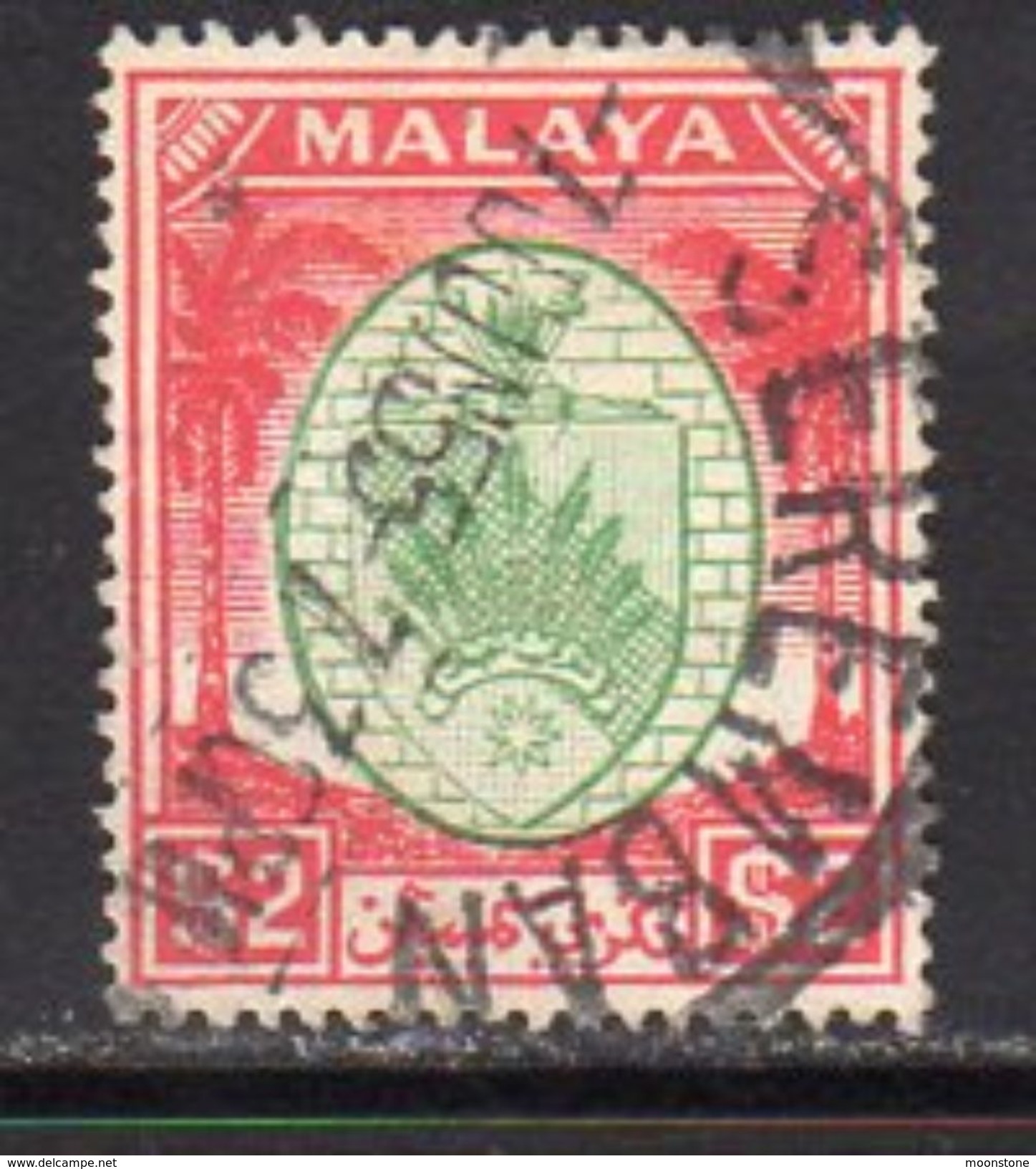 Malaya Negri Sembilan 1949-55 Coat Of Arms $2 Green & Scarlet Definitive, Used, SG 61 - Negri Sembilan
