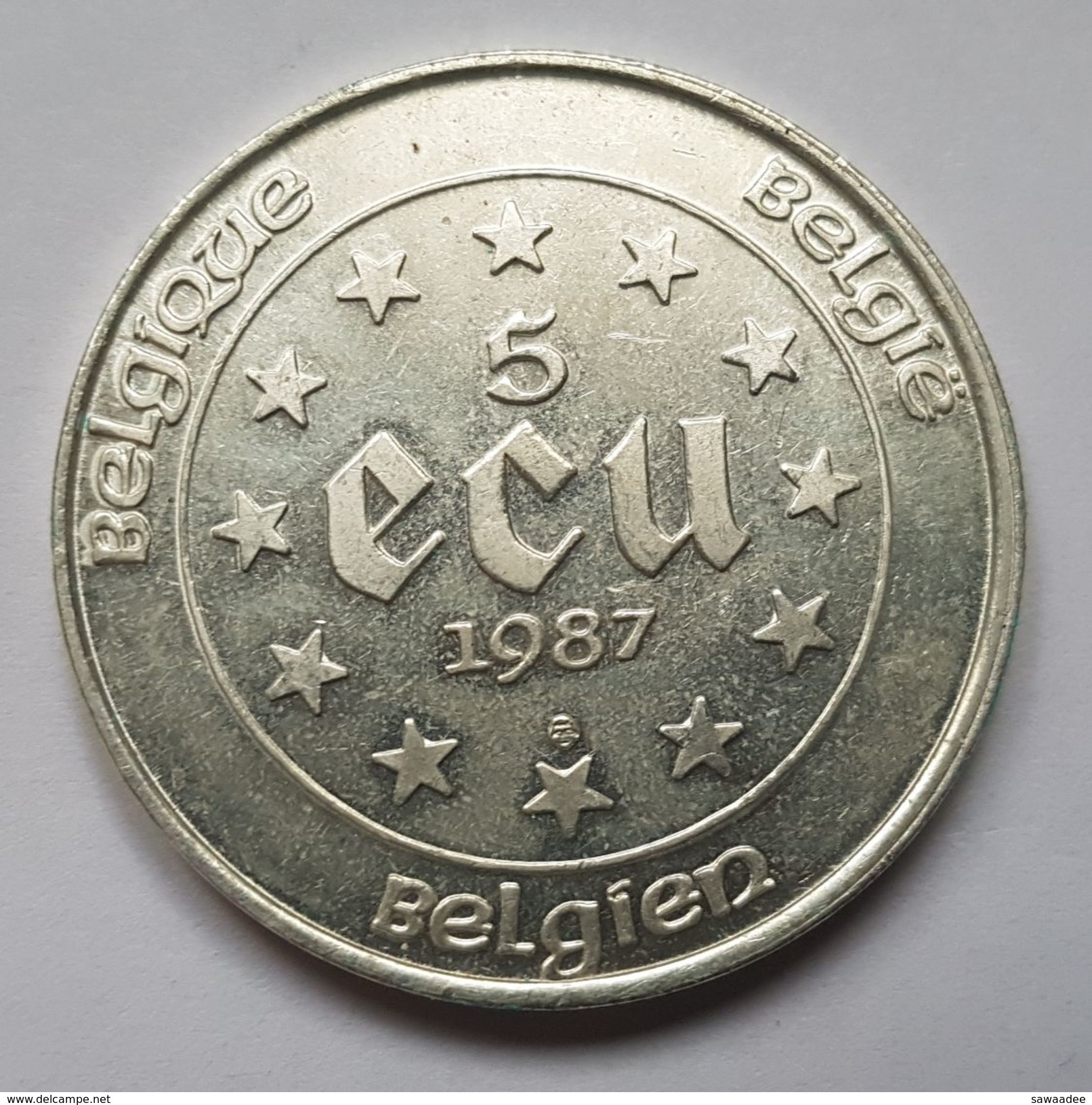 PIECE - BELGIQUE - 5 ECUS - ARGENT - 1987 - CAROLUS - Ecus