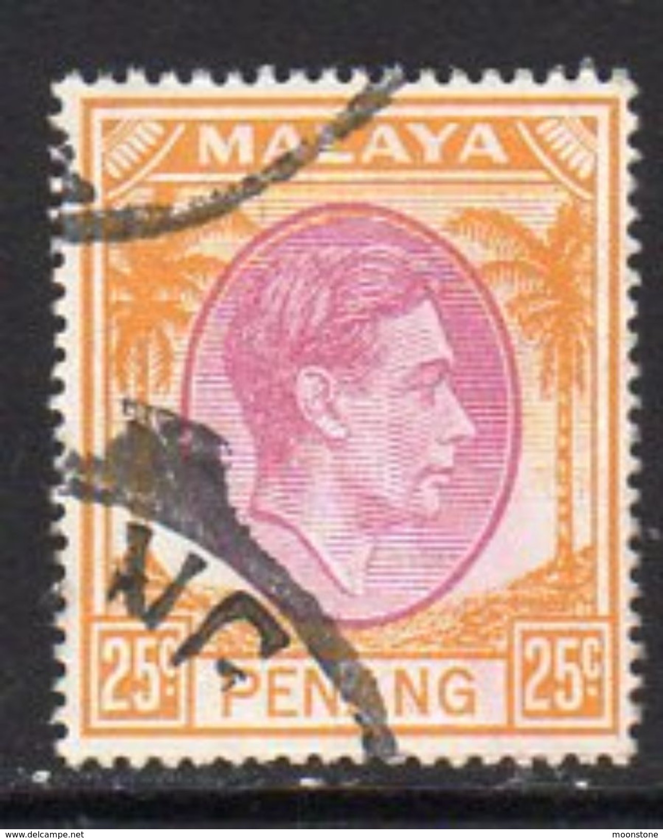 Malaya Penang 1949-52 GVI 25c Purple & Orange Definitive, Used, SG 16 - Penang