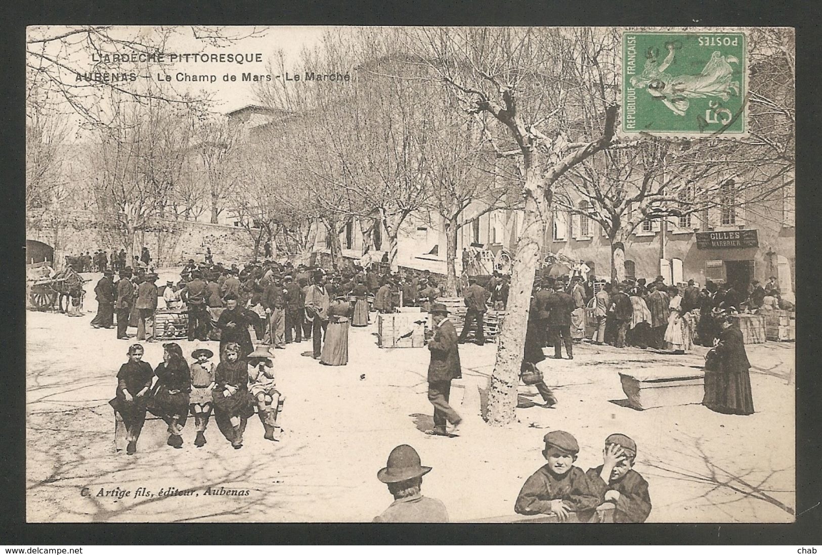 AUBENAS - Le Champs De Mars - Le Marché -voyagée 1911 - Aubenas