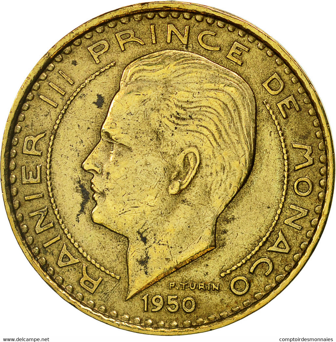 Monnaie, Monaco, Rainier III, 10 Francs, 1950, TTB, Aluminum-Bronze, KM:130 - 1949-1956 Francos Antiguos