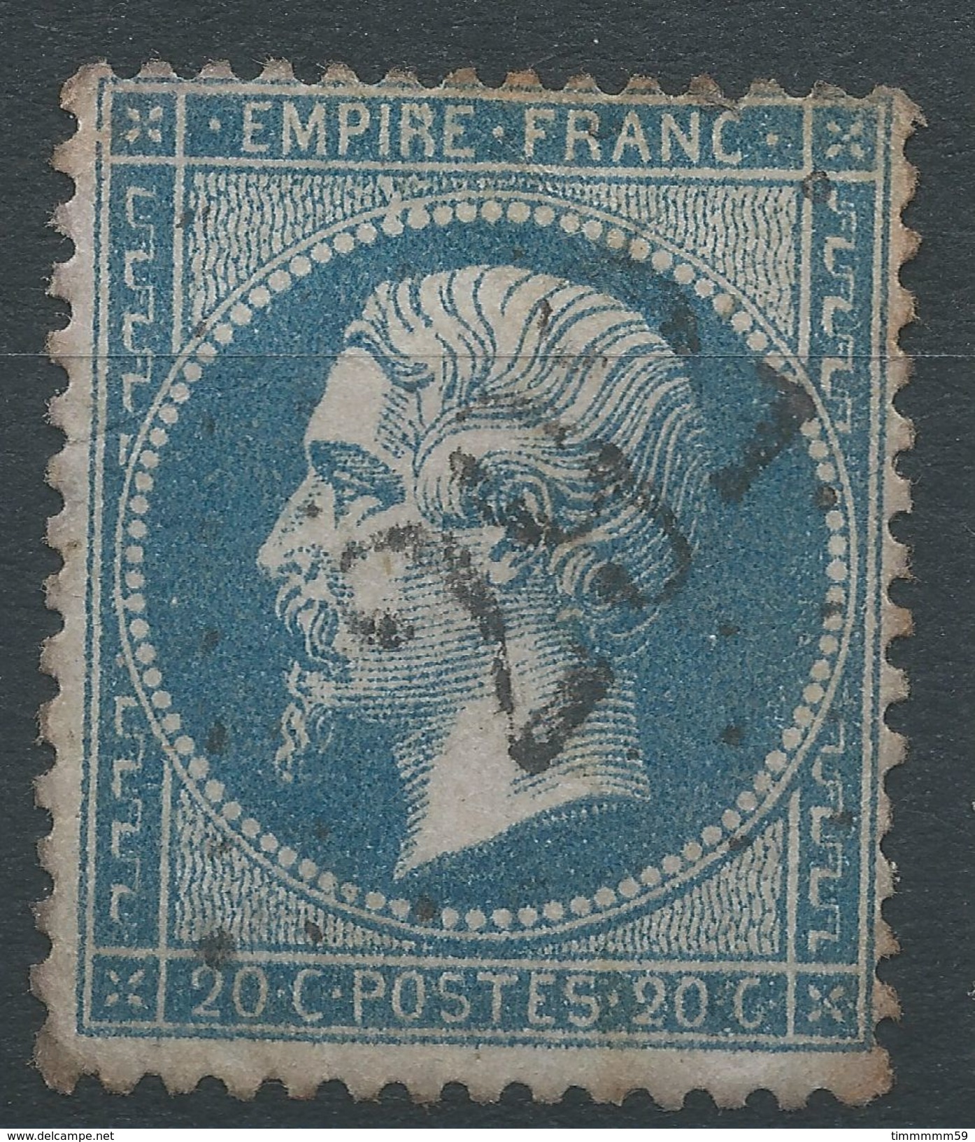 Lot N°38779   Variété/n°22, Oblit GC 292 Bains-du-Mont-d'Or (62), Ind 5, Tache Blanche Embriquement NORD OUEST - 1862 Napoleon III