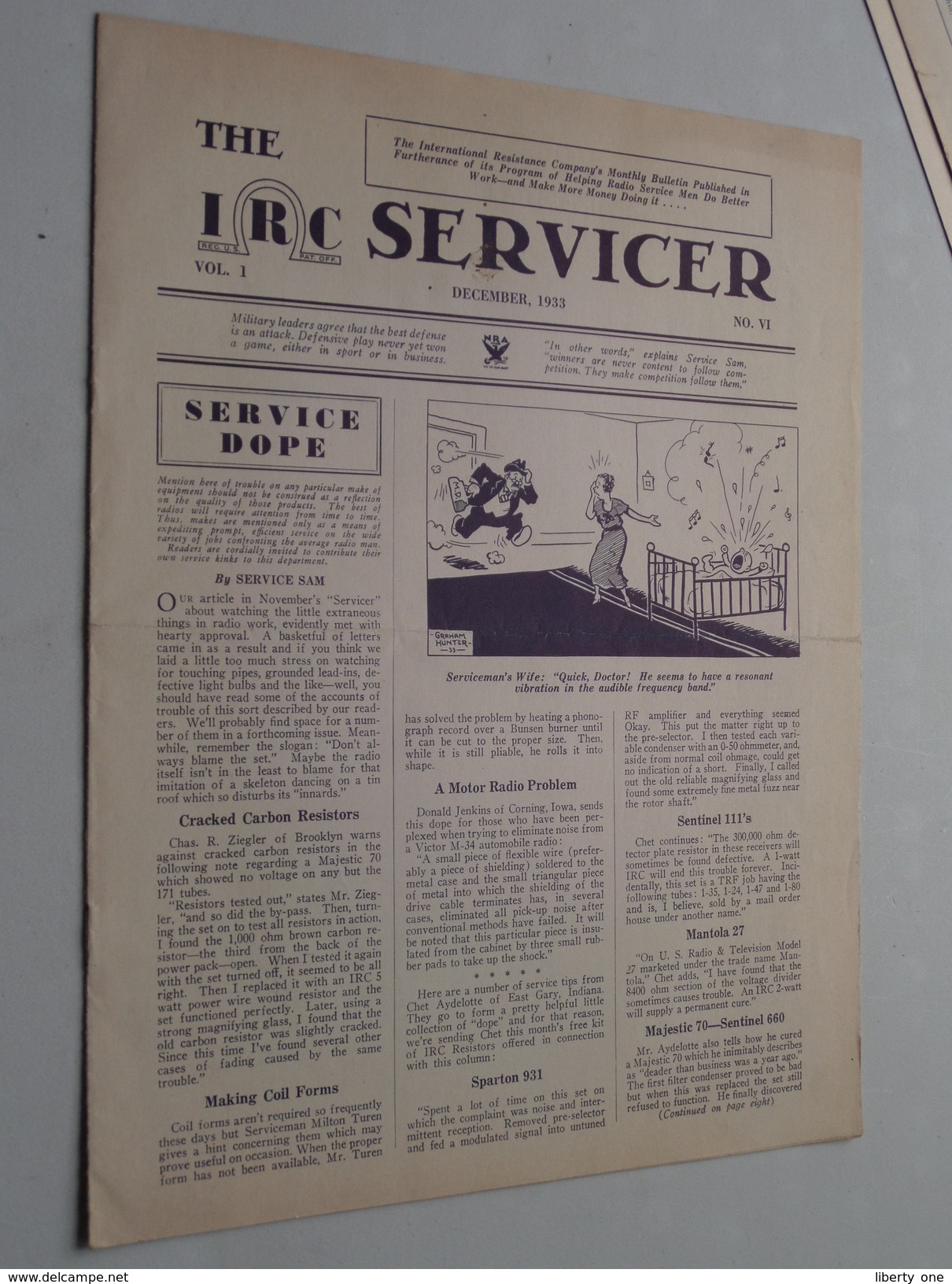 The IRC Servicer ( The International Resistance Company ) Monthly Bulletin / Helping Radio Serviceman DEC 1933 N° VI - Libri & Schemi