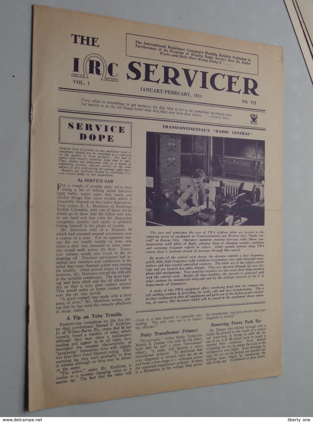 The IRC Servicer ( The International Resistance Company ) Monthly Bulletin / Helping Radio Serviceman 1934 N° VII - Literature & Schemes