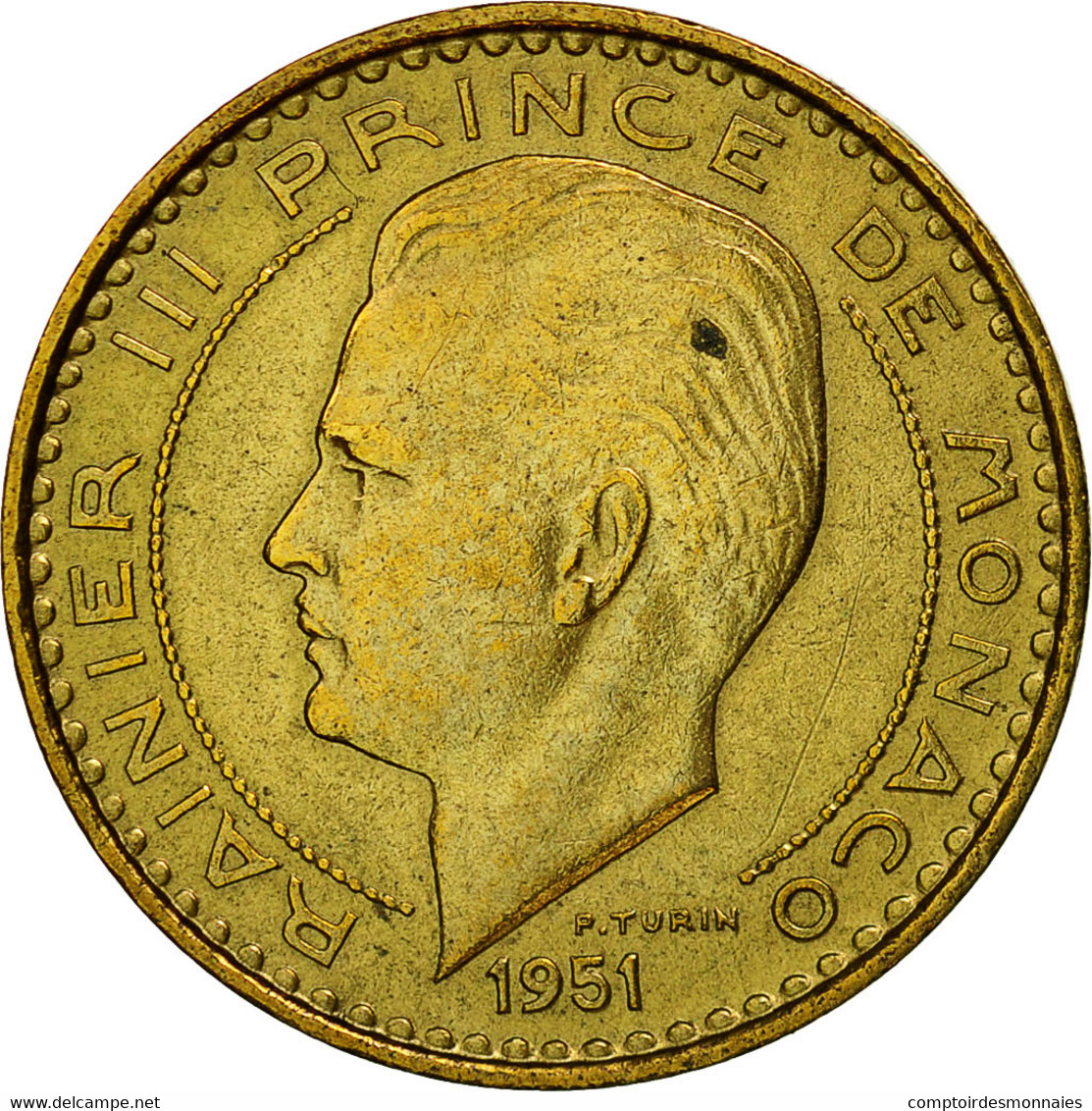 Monnaie, Monaco, Rainier III, 10 Francs, 1951, TTB+, Aluminum-Bronze, KM:130 - 1949-1956 Franchi Antichi