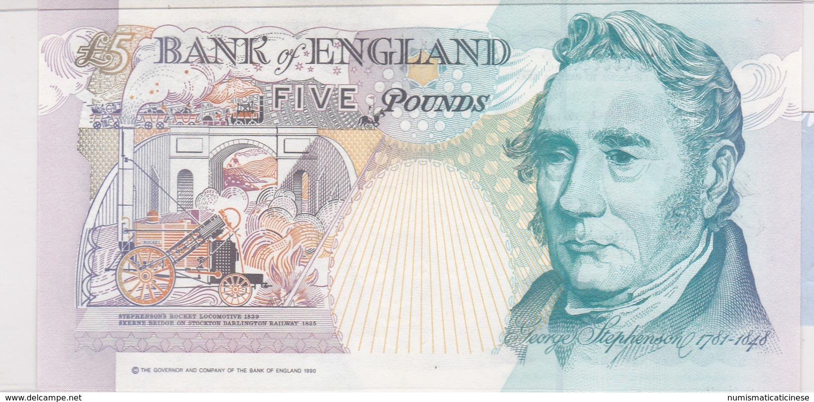 5  POUNDS 1990  ENGLAND  - UNC  - - 5 Pounds