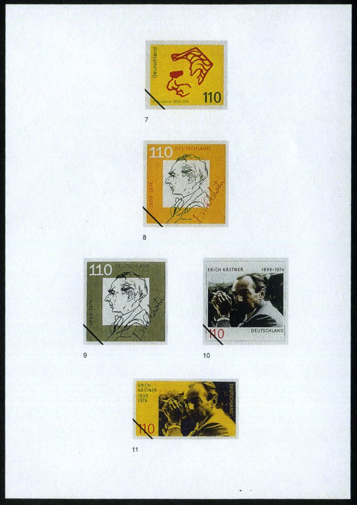 B.R.D. 1998 (Dez.) 100 Pf. "Erich Kästner", 22 Verschied. Color-Entwürfe Der Bundesdruckerei Auf 5 Entwurfs-Blättern Kom - Other & Unclassified