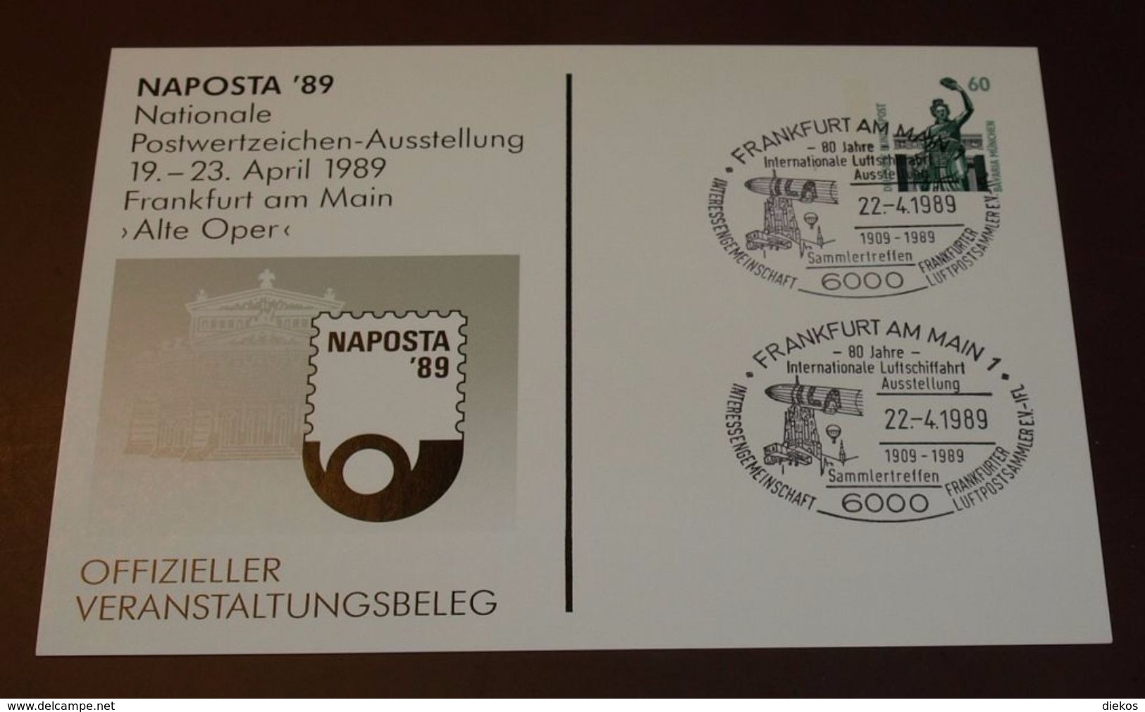 Cover Brief Naposta Frankfurt 1989 #cover3871 - Privé Postkaarten - Gebruikt