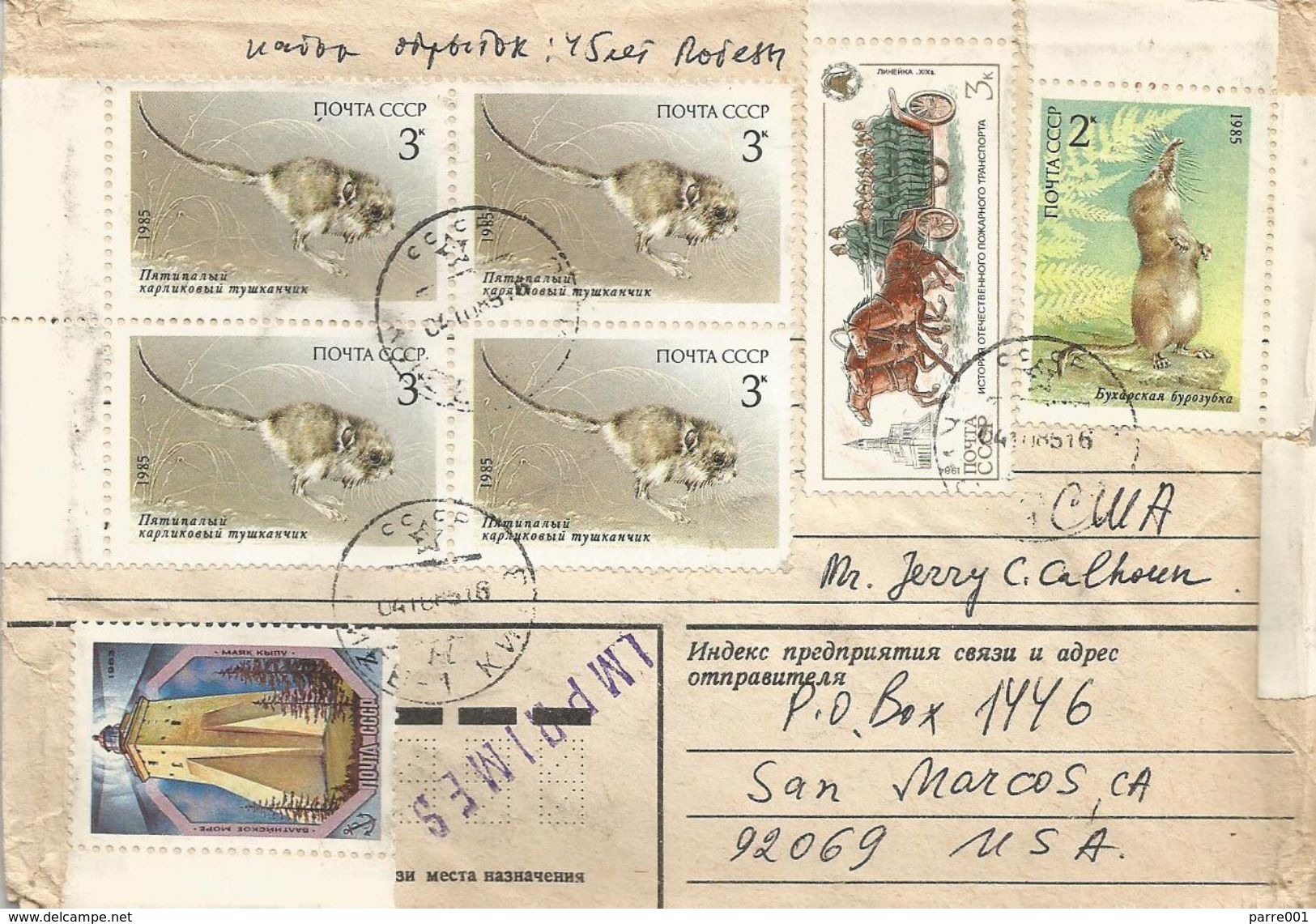 Ukraine USSR 1985 Kiev Pamir Shrew Sorex Buchariensis Five-toed Pygmy Jerboa Cardiocranius Paradoxus Rodent Cover - Knaagdieren