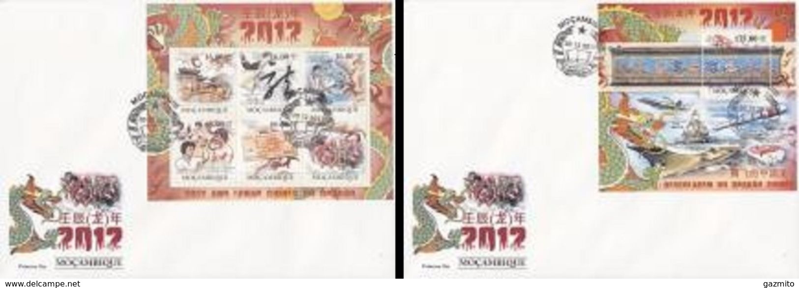 Mozambico 2011, Year Of The Dragon, 6val In BF +BF IMPERFORATED In 2FDC - Astrología