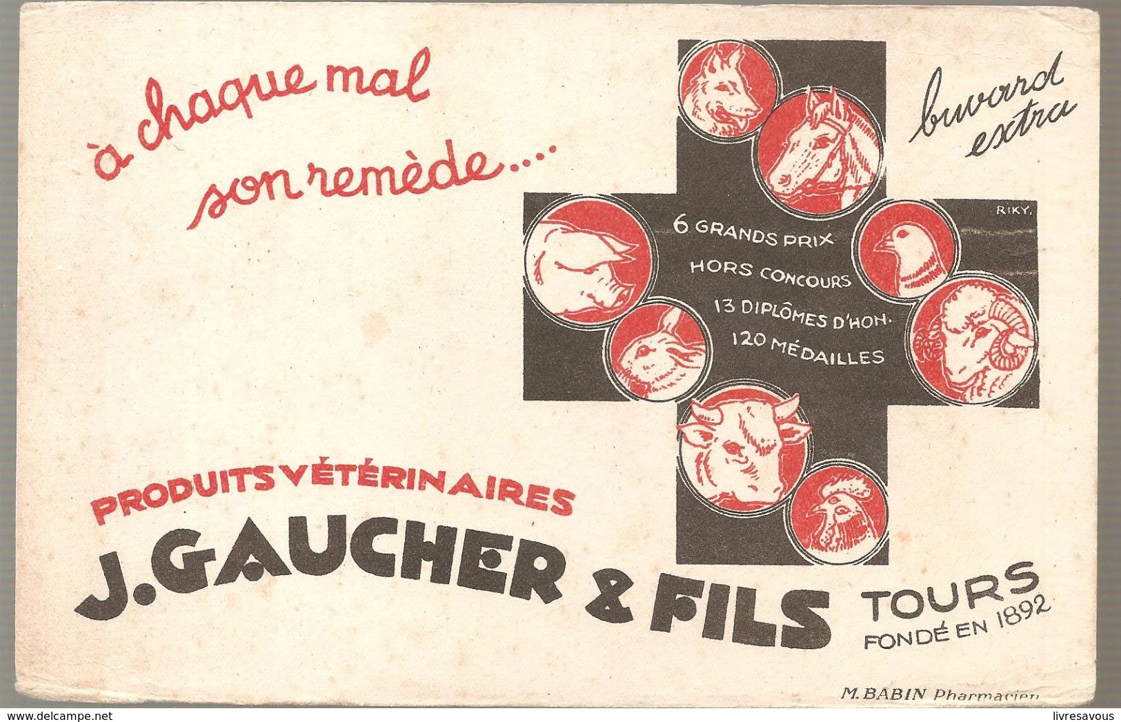 Buvard J. GAUCHER & Fils à Tours Produits Vétérinaires - Agriculture